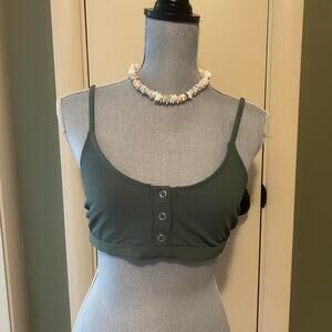 Green button up bathing suit top